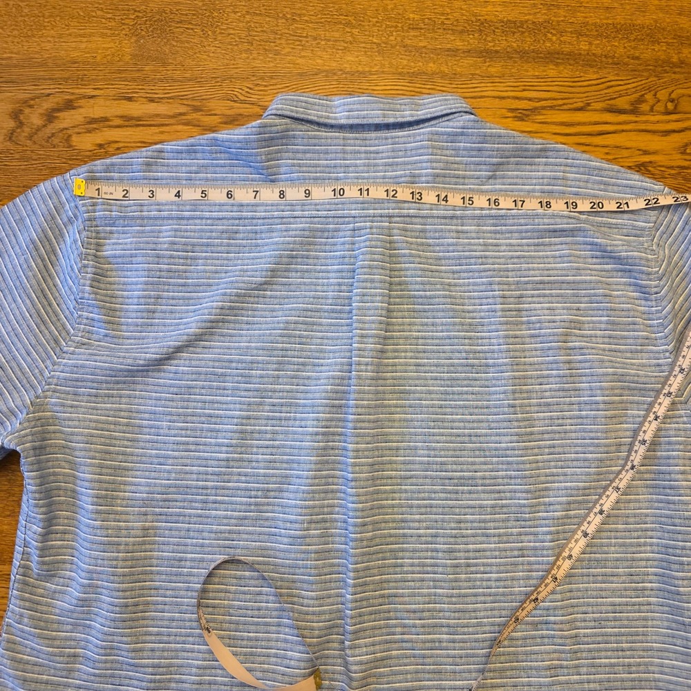 Barbour Men's 2XL Blue Striped Short Sleeve Button Down Shirt Regular Fit - Picture 11 of 16